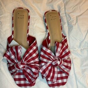 A New Day Red Gingham Mules